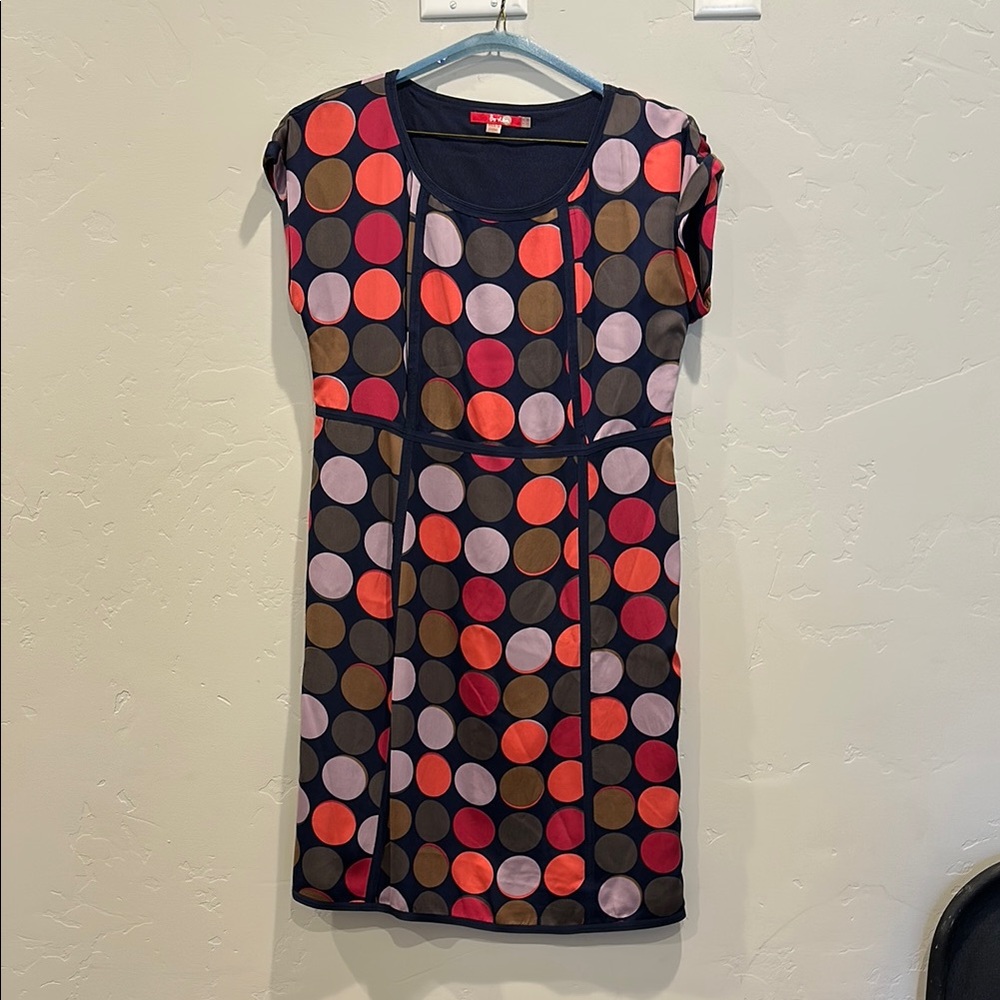 Boden Multicolor Polka Dot Cap Sleeve Dress UK 14L USA 10 Long